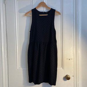 Vintage J. Crew black on black polka-dot ponte sleeveless Dress. Cute! Size M.